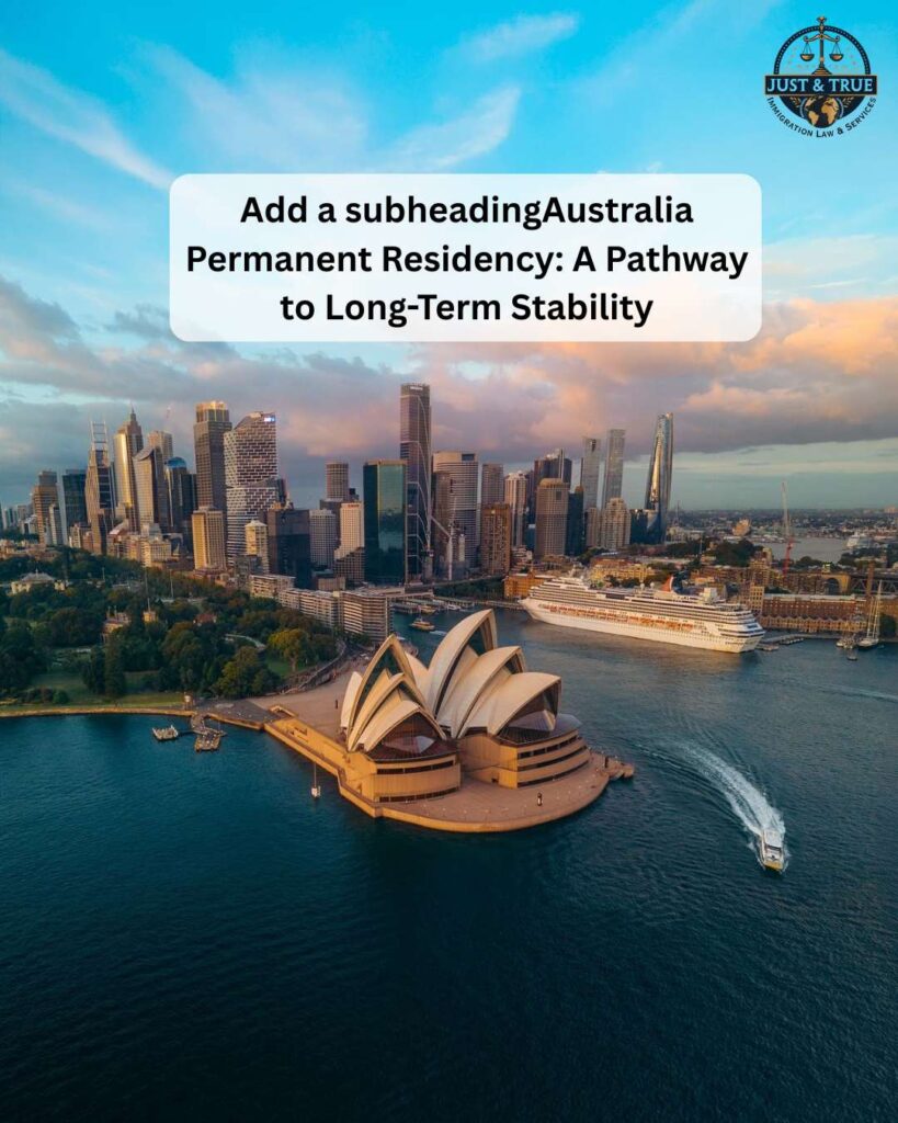 Sydney Opera House and city skyline representing Australia Permanent Residency as a pathway to long-term stability, career growth, and a secure future.