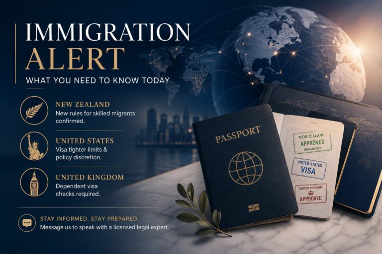 New Zealand Upadate Just & True immigration law and services